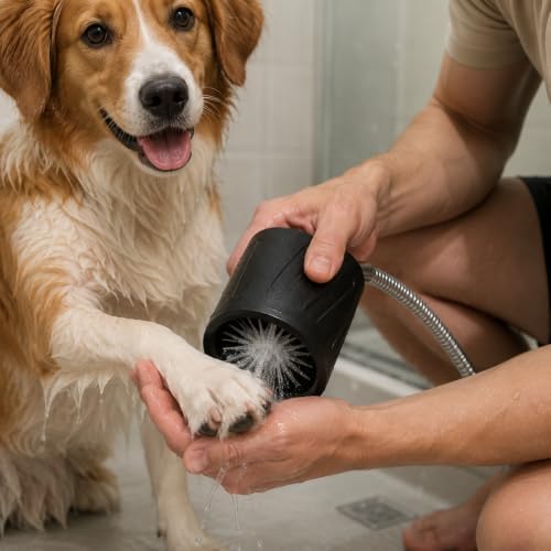 Dog Paw Washer Shower Nozzle, Plastic G1/2 Threaded Pet Foot Rinse Attachment with Wide Open Wash Head for Bathing and Grooming, Black, 1 Pack (White) - Image 7