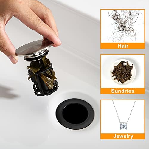 TIORIY Vessel Sink Drain Without Overflow, Plastic Bathroom Pop up Sink Drain Brushed Nickel, Built-in Anti Clogging Sink Stopper, Fit for 1 3/4 Inch Sink Vanity Drain Assembly with Strainer - Image 6