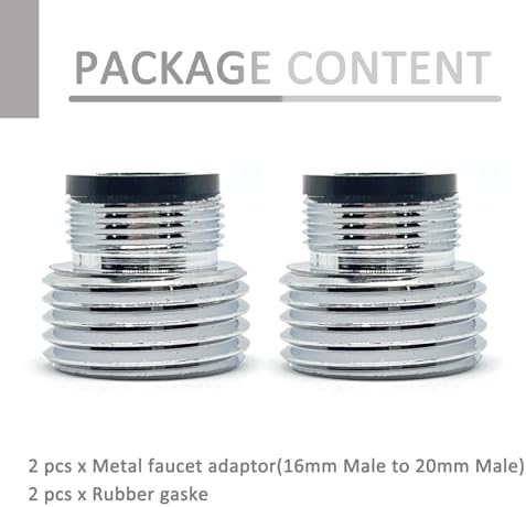 2 Pcs 16mm Male to G1/2 Male Thread Metal Faucet Adaptor,Brass Kitchen Sink Aerator Adapter,For Connecting Water Filter,Garden Hose,With Gaske - Image 5