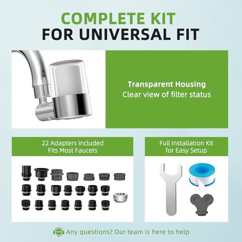 720° Rotating Faucet Water Filter - w/4 Filters, 22 Adapters, 2 Modes Faucet Extender Aerator, Remove Chlorine & Sediment for Most Bathroom/Pull Out Kitchen/RV Faucets, Water Saving Tap Filter - Image 7