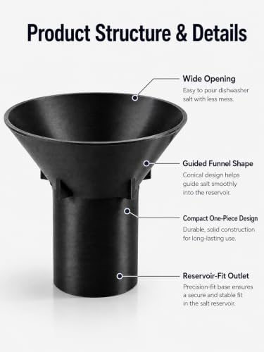 Dishwasher Salt Funnel Compatible with Bosch and Compatible withSiemens Dishwashers, 45mm Opening Refilling Tool for Water Softener System, Black - Image 6