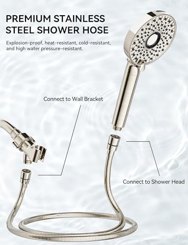 Magichome Shower Head with Handheld, High Pressure 10-Spd Detachable Chrome Showerhead with Stainless Hose - Image 6