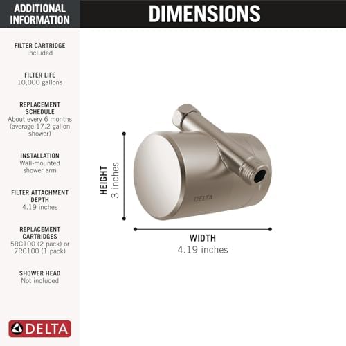 Delta Faucet Clarifi Standard Shower Filter Attachment with Filter, Shower Water Filter, Shower Head Filter, Stainless 7SF100-SS - Image 6