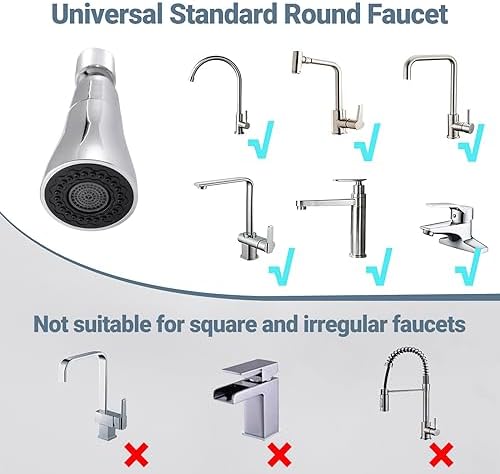 Kitchen Sink Faucet Sprayer Attachment - Movable Kitchen Tap Head 360° Rotatable Anti-Splash Sink Sprayer Facuet Nozzle Head Water Saving Faucet Aerator - 2 Modes Sprayer Chrome - Image 7