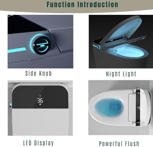 WinZo Tankless Smart Toilet With Heated Bidet Seat,Hands-Free Function, Powerful Flush 1.28 GPF, Auto Open/Close/Flush,LED Screen,White - Image 6