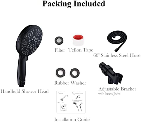 Matt Black Shower Head with Handheld Spray High Pressure-Multifunction Strong Flow Rain Massage Showerhead with Extra long Hose and Adjustable Overhead Holder – La Mejor Regaderas Modernas Para Ducha - Image 6