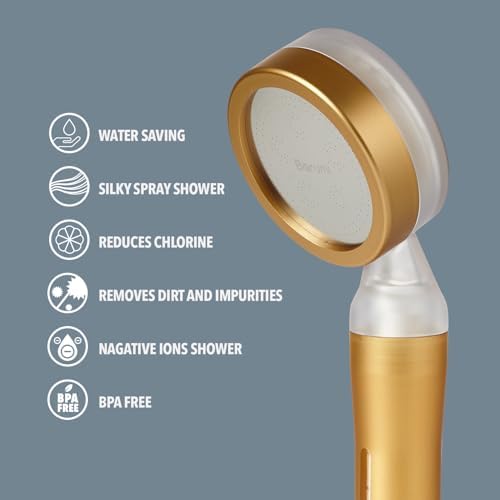 Barumi Pluo Handheld Filtered Shower Head - Gold | Vitamin C Filter for Healthy Skin & Hair | High Pressure Soft Spray | Dual Filtration Removes Chlorine & Impurities | Gentle Shower for Pets - Image 6