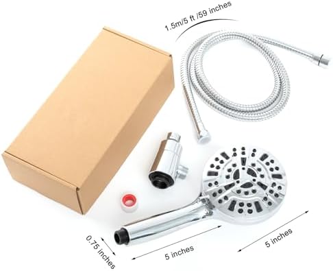 High Pressure Shower Head with Magnetic Back Fixed Base Design,Handheld Showerhead with Hose Set Stainless Steel 59 inches/5 ft 10-Setting 5 inches Large Face,Chrome Finish (Silver) - Image 6