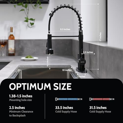 WEWE LED Kitchen Faucet, 2-Mode Sprayer, Matte Black, Pull-Down, High Arc - Image 6