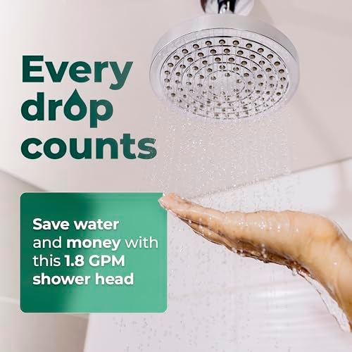 Winthorpe 6 Inch Rain Shower Head, High Pressure Fixed Showerhead, 90 Jets for Full Body Coverage, Adjustable 1.8 or 2.5 GPM Flow Inserts, Tool Free 1 Minute Install, Chrome - Image 6
