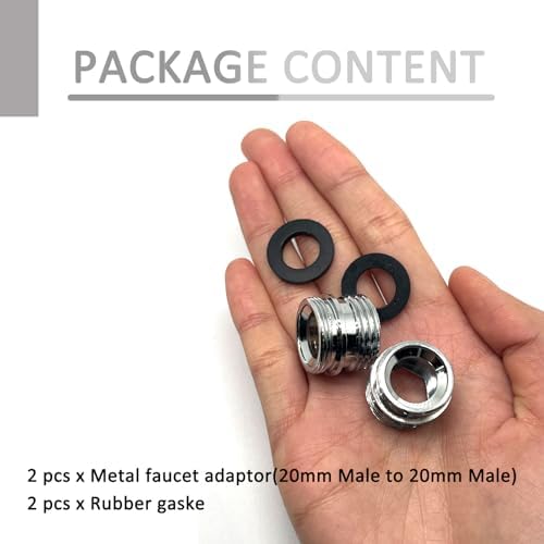 2 Pcs 20mm Male to G1/2 Male Thread Metal Faucet Adaptor,Brass Kitchen Sink Aerator Adapter,For Connecting Water Filter,Garden Hose,With Gaske - Image 5