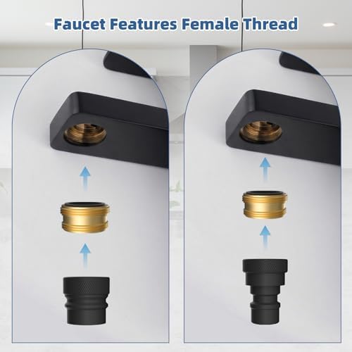 2PCS Portable Dishwasher Faucet Adapter, Metal Made, Matte Black - Image 6