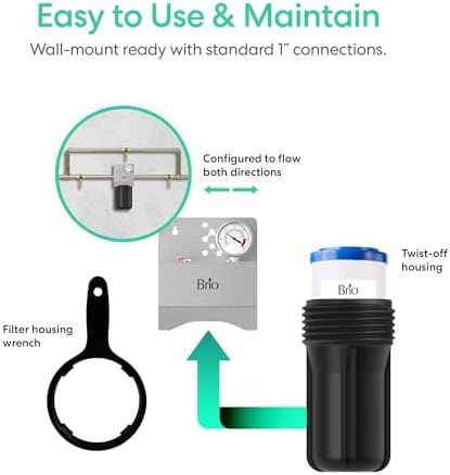 Brio Whole House Water Filter System for Heavy Metal Reduction w/Gauge & Fast-Flow GAC + KDF Filter 4.5" x 10" | Improves Taste & Protects Home Appliances | 720 GPH | 50,000 Gallons or 6 Months - Image 7