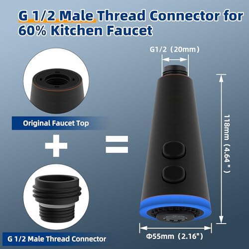 LED Kitchen Faucet Head, Temperature Display, 4-Mode Spray, Rubbed Bronze - Image 6
