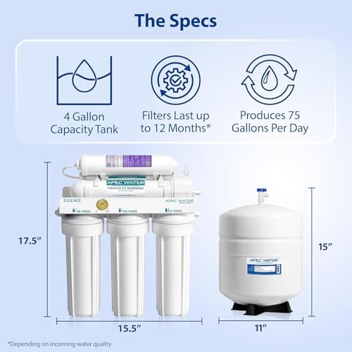 APEC Water Reverse Osmosis Water Filter System, WQA Certified, 6-Stage with Alkaline Mineral pH+ and Extra High Capacity Pre-Filter Set Stage 1-3, Ultra Safe Essence Series, 75 GPD - Image 7