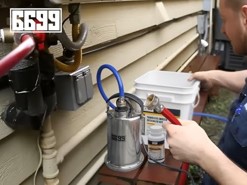 Tankless Water Heater Flushing Kit Includes 1500GPH Stainless Steel Pump with Two Adapters & Cleaner & 3 Gallons Pail with Bucket Lid Opener & Two 1/2” Dia X 6’ Hoses SUB 1500SS Flush Kit - Image 6