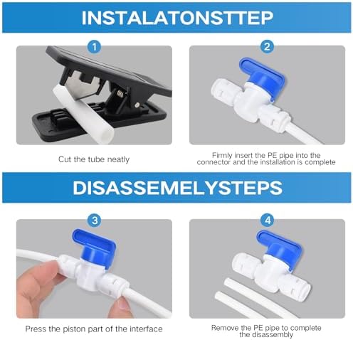 Refrigerator Water Line Kit, 1/4" OD Tubing with Quick Connect for Fridge Ice Maker RO Systems Water Filters Faucet 32.8FT - Image 6