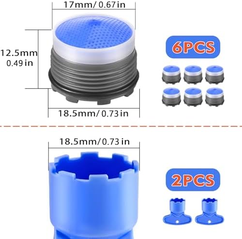 Faucet Aerator M18.5, WeeVeni 6PCS Aerator Replacement for Sink Faucet Flow Restrictor, Kitchen Bathroom Sink Aerators with Key Removal Wrench Tool - Image 7