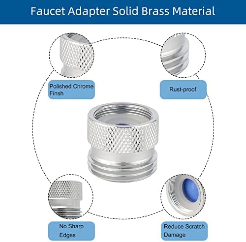 Hibbent Faucet to Garden Hose Adapter Kit, Female to Male Sink Brass Garden Hose Attachment with Washer & Aerator Key, Chrome - Image 6