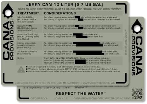 CANA PROVISIONS Water Data Card (4"x6") by Unknown