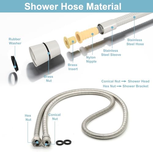 HOMEDEC Vintage Handheld Shower Head with 59" Flexible Hose, Brushed Nickel - Image 6