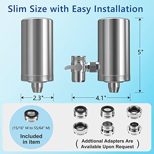 Faucet Water Filter, 1200-Gallons Water Faucet Filtration System, 304 Stainless Steel Tap Water Filter with with Dual 360-degree Swivels, Remove Chlorine, Lead, Odors, Bad Tastes and More - Image 7