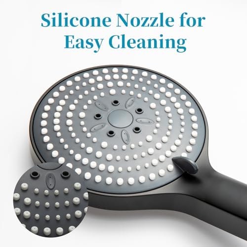 OFFO Matte Black Handheld Shower Head, 6-Mode High Pressure, 5" Large Face, Chrome Plated Finish, Includes Shower Head, Washers, Water Saving Gasket - Image 7