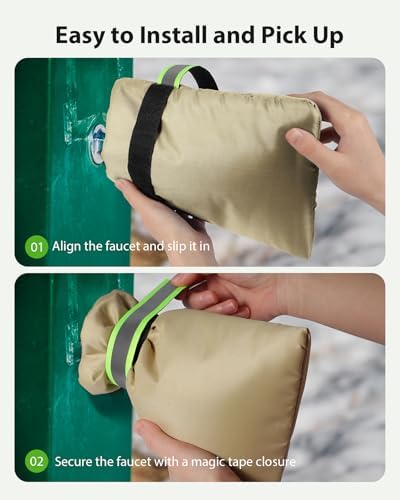 Outdoor Faucet Covers for Winter Freeze Protection, Kanosan 8.3"H X 6.7"W Thickened Reflective Outside Spigots Covers Hose Bib Insulated Sock for Winter Cold Weather, 6 Pack Kahaki - Image 6