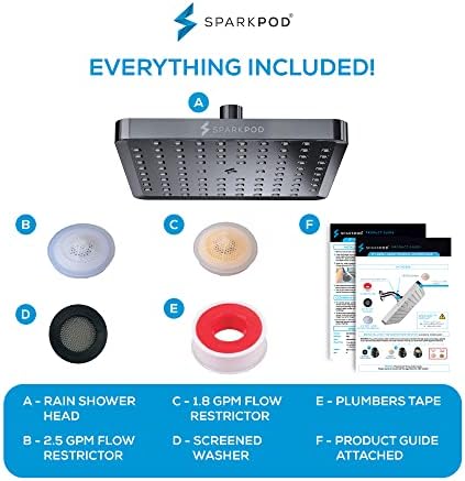 SparkPod Rain Shower Head, 8 Inch Square, Charcoal Grey Finish - Image 6