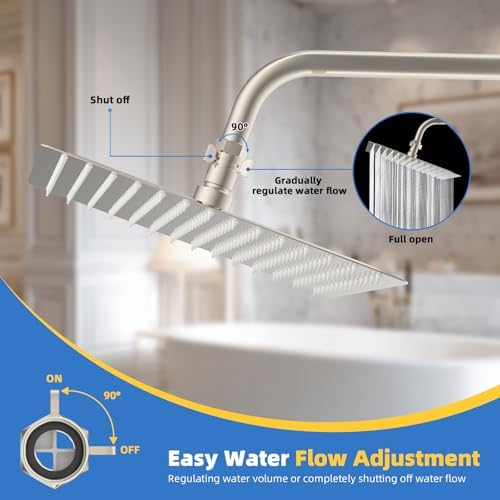 Hibbent All Metal 2 Pack Shower Head Flow Control Valve, G1/2 Brass Shut-off Valve with Metal Handle Lever, Shut OFF Water Flow Control Regulator for Handheld Shower, or Bidet Sprayer, Brushed Nickel - Image 7