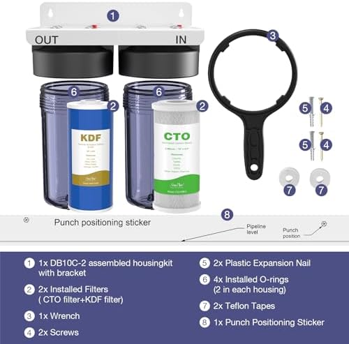 SimPure DB10C-2KDF 2-Stage Water Filters with Extra String Wound Sediment Replacement Filter Cartridges - Image 7