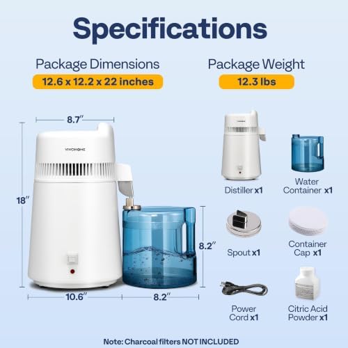 VIVOHOME 2 Pack Water Distiller Countertop 1.6 Gallon/6L 900W Distilled Water Machine with Smart Switch Purifier Filter for Home Office, White - Image 7