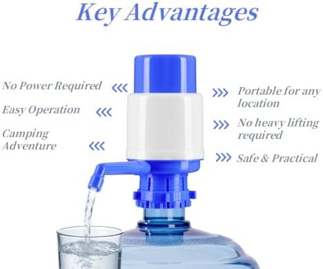 Water Bottles Dispenser Blue Manual Hand Pressure Drinking Fountain Pressure Water Press Pump - Image 6