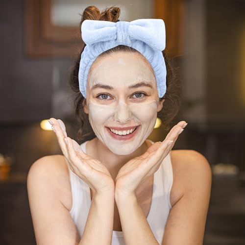 Ondder Blue Spa Headbands - Fuzzy Terry Cloth Face Wash Headbands for Women - Image 7