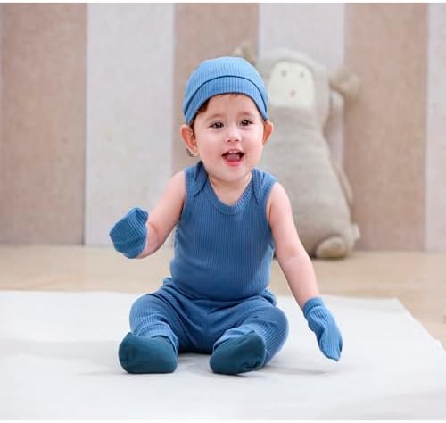 MAMIMAKA Newborn Baby Boy Girl Caps Mittens Socks Set Cotton Baby Essentials Accessories (Hats+Gloves+Socks) - Image 6