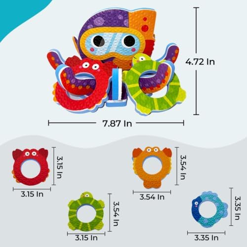 Bath Toys for Toddlers 1-3, Octopus Foam Ring Toss Toy - Image 7
