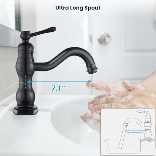 gotonovo Bathroom Faucet 1 Hole Vintage,Oil Rubbed Bronze,7.1” Spout Reach - Image 7