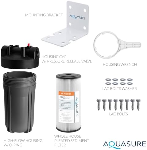 Aquasure Fortitude V2 Series High Flow 30 Micron Whole House Pleated Sediment Water Treatment Pre-Filter System, Standard Size | Removes Sand, Silt, Dirt, Debris & More - Image 4