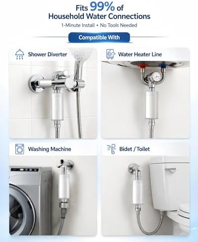 Vellox Hydr Shower Filter with Visible Effectiveness to Remove Chlorine, Rust and Impurities, Protect Hair and Skin, Leak Proof Design, 0.5 Micron Filtration, 3 Replacement Filters - Image 7