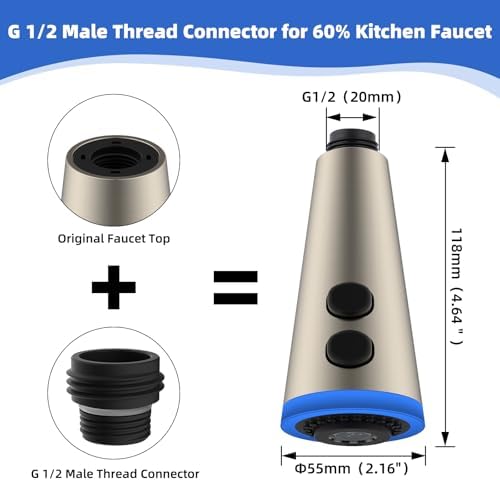 LED Kitchen Faucet Head, Temperature Display, 4-Mode Spray, Brushed Nickel - Image 6