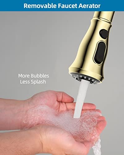 Universal Kitchen Sink Faucet Spray Head, 3 Modes, 15 Adapter, Brushed Gold - Image 6