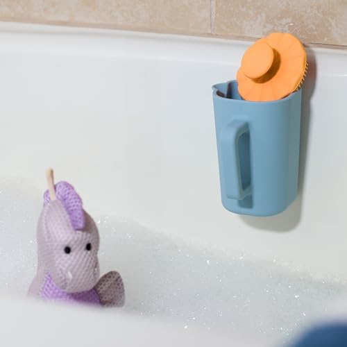DEMDACO Love to Play Collection Baby Bath Rinse Cup and Silicone Scalp Scrubber Set - Gentle Hair Washing Aid for Infants & Toddlers Soft Silicone Kids' Brush & Ergonomic Rinse Pitcher, Orange - Image 5