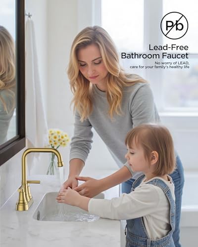 FORIOUS Centerset Brushed Gold Bathroom Faucet 4 Inch, Gold Vanity Faucet - Image 6