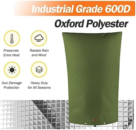 TOHONFOO Backflow Preventer Cover, Pipe Freeze Insulation, 22"Wx34"H, Green - Image 6