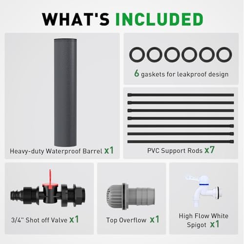 Yesker Collapsible Rain Barrel, 100 Gallon Portable Rainwater Collection System, 550D PVC Water Storage Tank, Rain Catcher with Spigots Filter Overflow Kit, Grey - Image 7