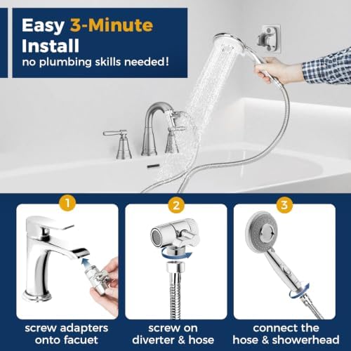 KLLEYNA Shower Head Hose Sink Tub Faucet Attachment,ON/OFF Sprayer Dog Wash - Image 6