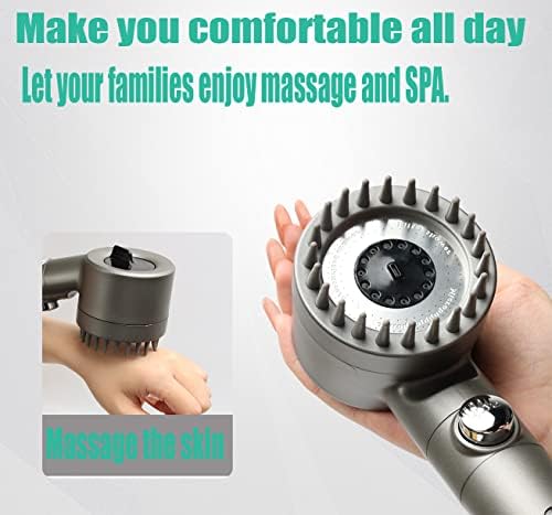 Shower Head with Handheld, Shower Heads High Pressure, High Flow Even with Low Water Pressure-Hand Held Showerhead Set,3 Modes Filtered Showerhead with 59″Replacement Hose/Bracket/Cotton Filters - Image 6