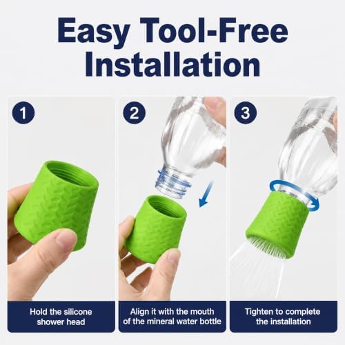 3 Pieces Portable Pet Silicone Shower Sprayer Attachment, Reusable Dog Cat Bath Water Bottle Sprinkler Adapter for Indoor Outdoor Pet Grooming Cleaning (Orange, Green, Blue) - Image 6