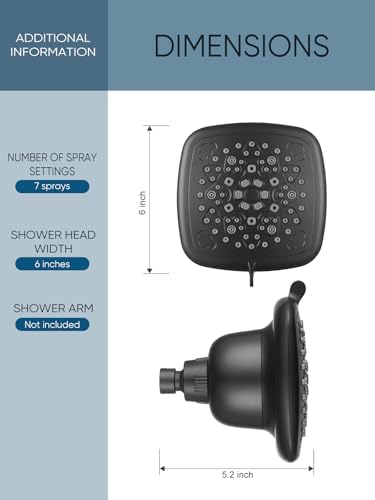 Cobbe Filtered Shower Head, 7 Modes High Pressure Shower Heads Matte Black - Image 7