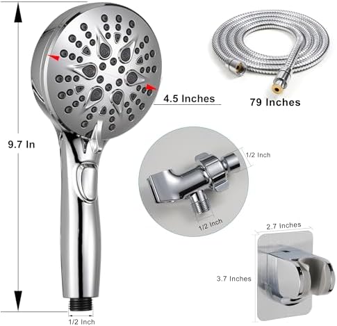 GwernKB Handheld Shower Head with ON OFF Switch & 79in Stainless Steel Hose - Image 6